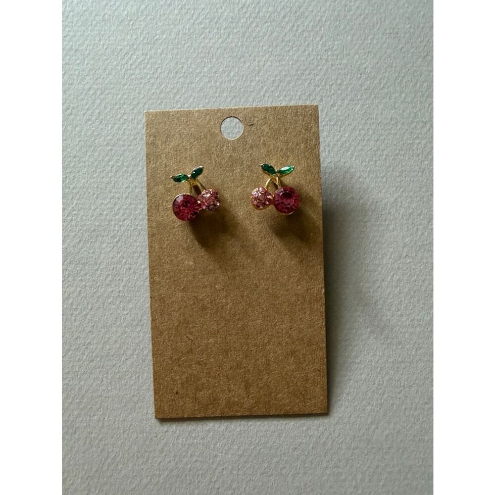 Pink Cherry Stud Earrings A1839 - Picture 4 of 4